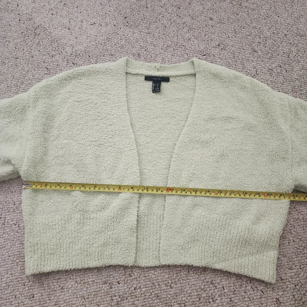 Forever 21 Spring Green Fuzzy Knit Cropped Cardigan & Cami Set
